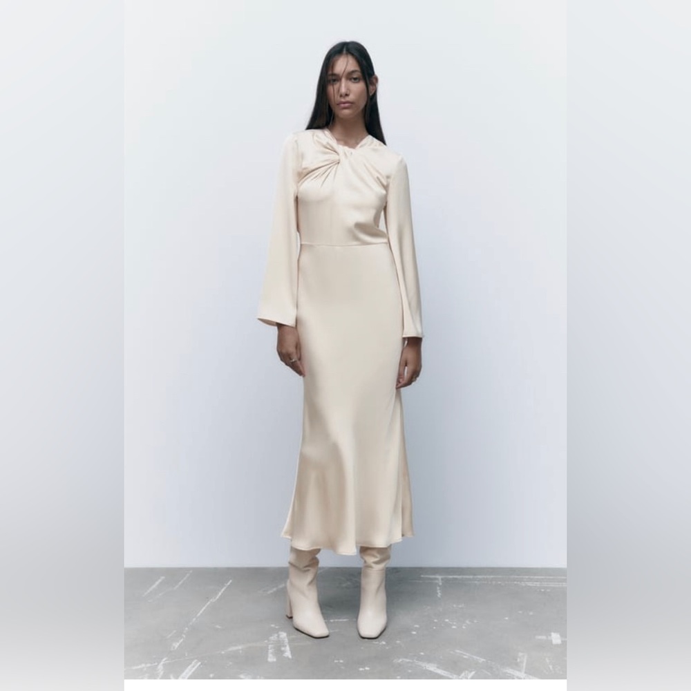 Zara Open Back Satin Effect Dress Small NWT